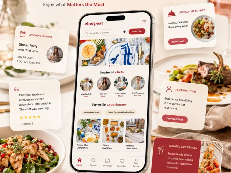 Chefpost personal chef booking and hospitality marketplace platform